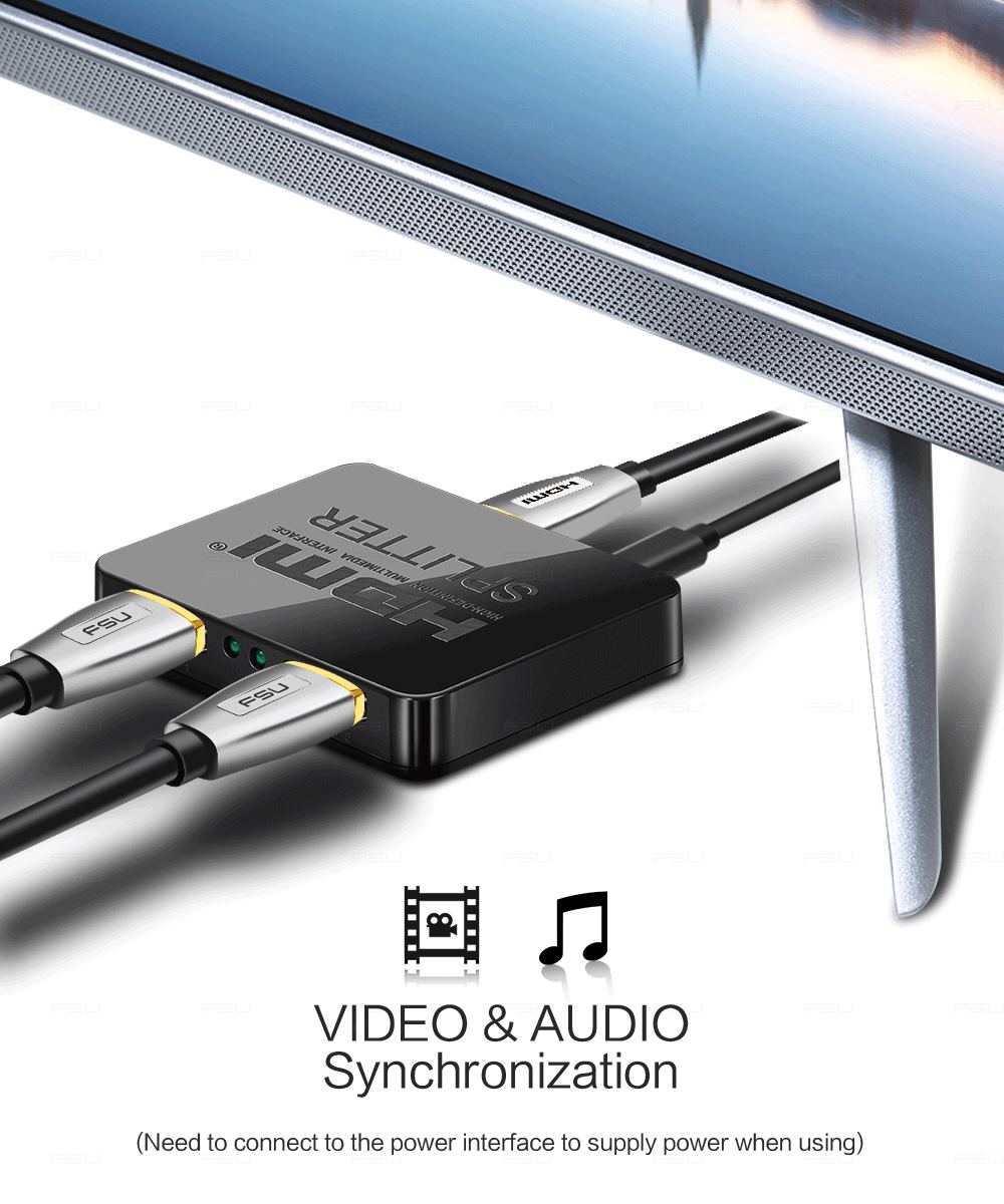 1-in-2-out HDMI Splitter Verteiler 4K 3D 4K@30Hz 1080p@60Hz Ultra HD Adapter