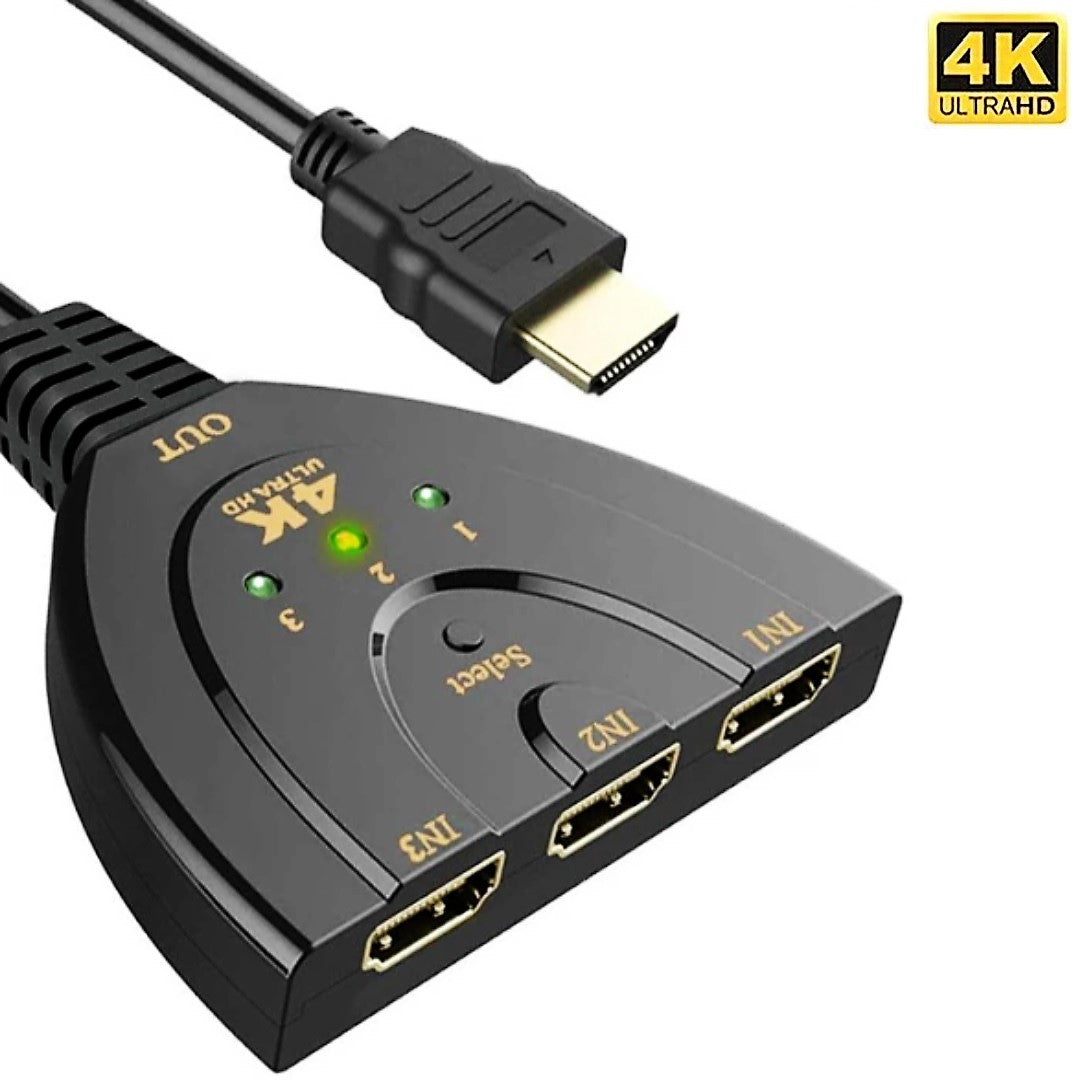 3-in-1-out HDMI Switch Adapter Umschalter 3in1 Ultra HD 4K oder Full HD 1080p